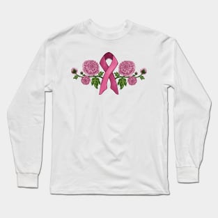 Breast Cancer Support - White Long Sleeve T-Shirt